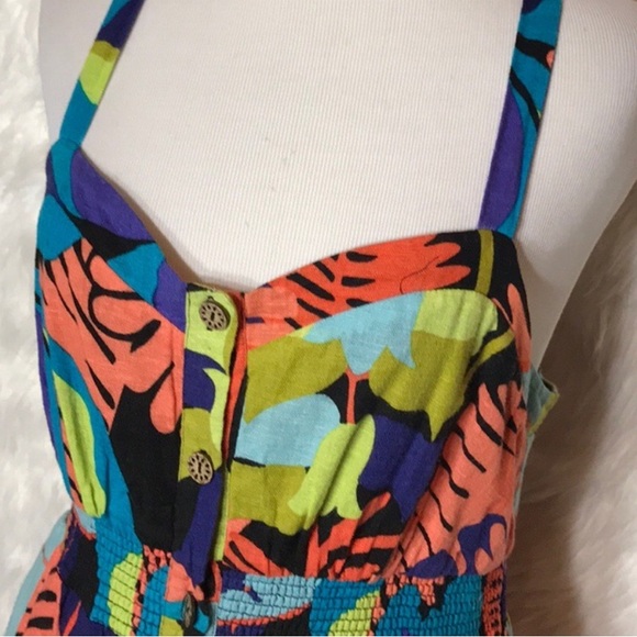 Anthropologie Button Front Halter Dress - Picture 2 of 7